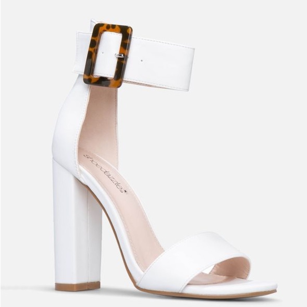 Karen Block Heel Sandal. 4.25”.